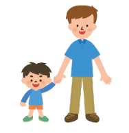 イラスト　男の子とお父さん